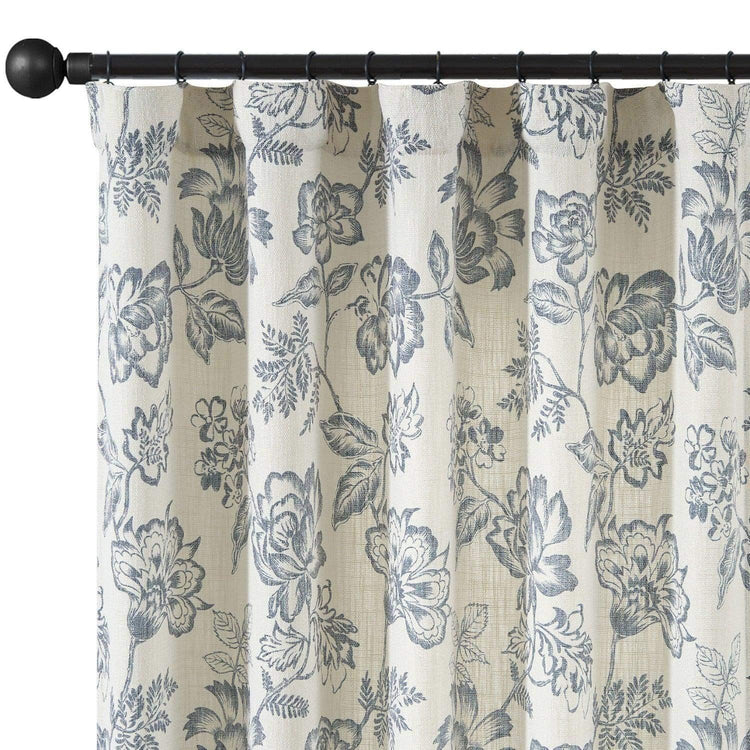 Vintage Line-Art Multi-Floral Vine Curtains - Jinchan Home