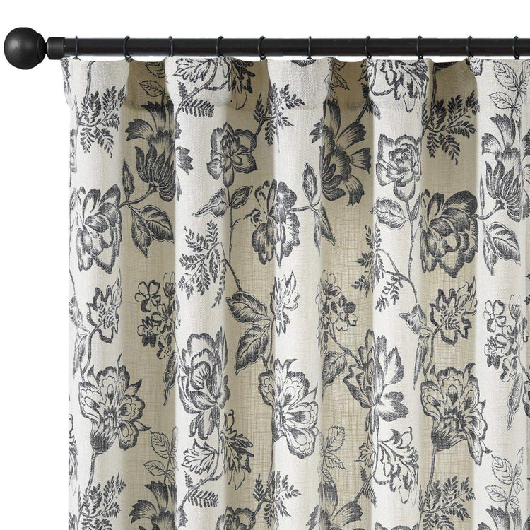 Vintage Line-Art Multi-Floral Vine Curtains - Jinchan Home
