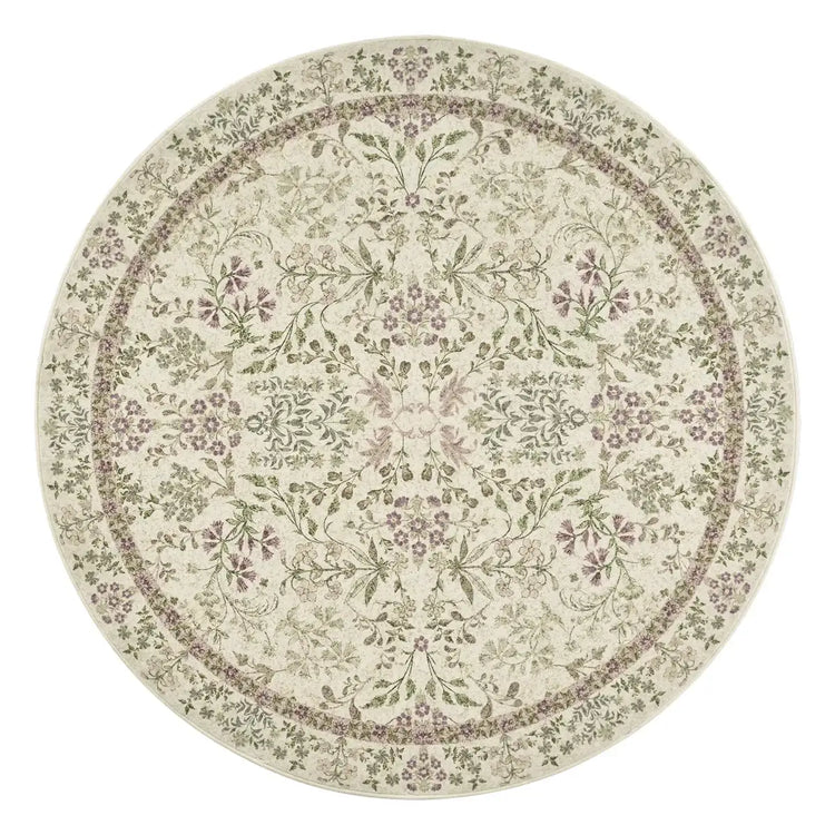 Hand-Painted Vintage Foliage & Floral Area Rug - Jinchan Home