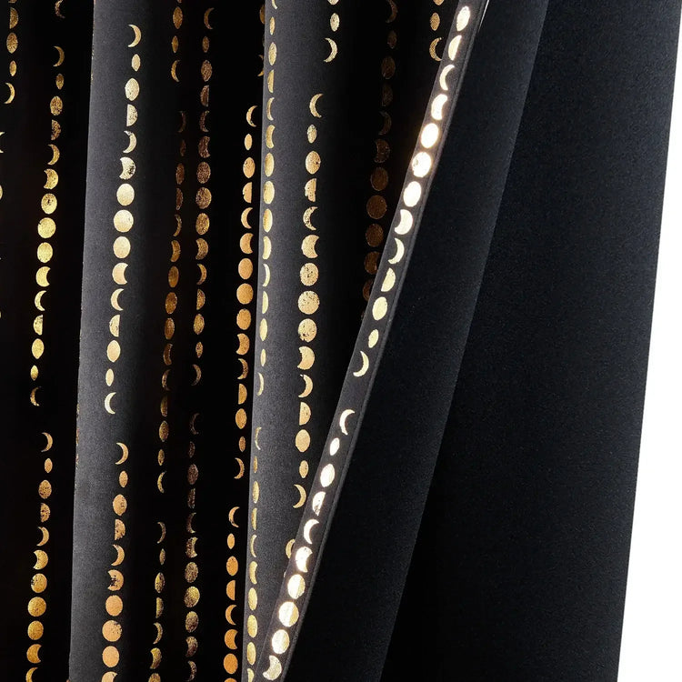 Boho Moon Phase Print Blackout Curtains - Jinchan Home