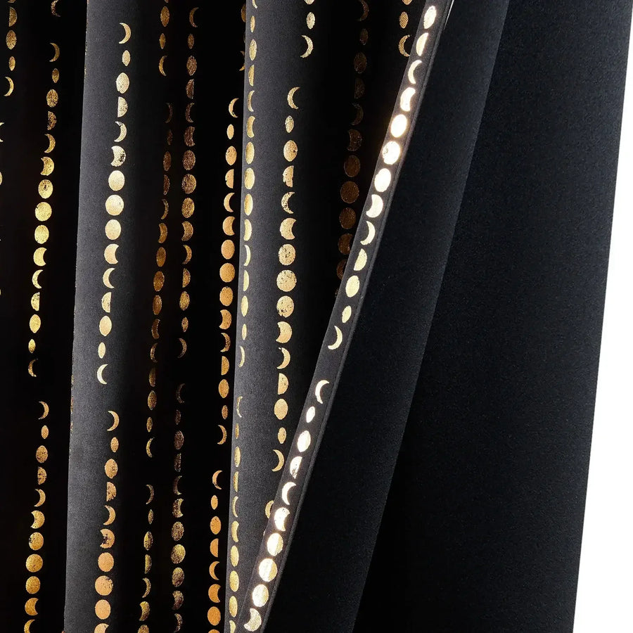 Boho Moon Phase Print Blackout Curtains - Jinchan Home
