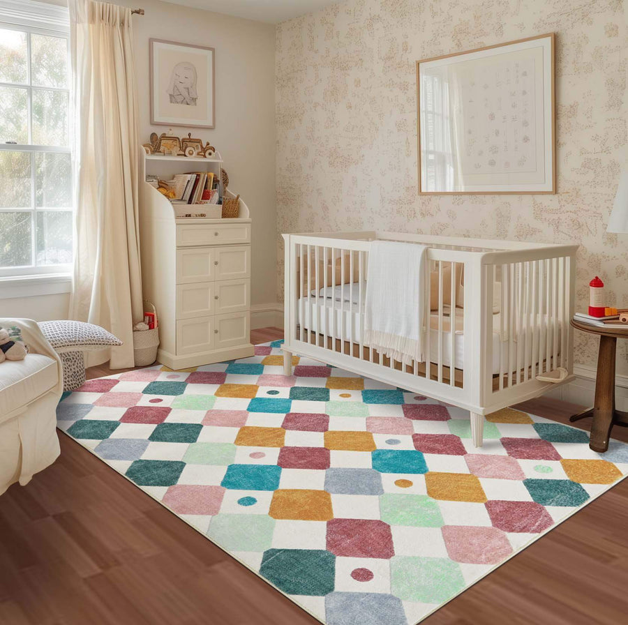 Colorful Diamond Checker Rug - Jinchan Home