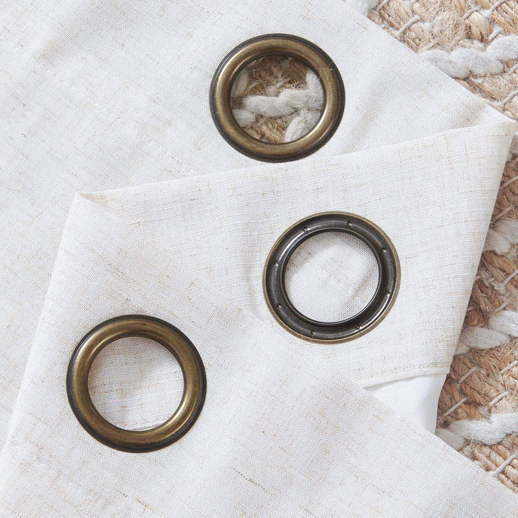 Lined Linen-Blend Solid Grommet Curtains - Jinchan Home
