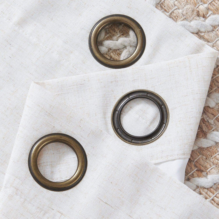 Lined Linen-Blend Solid Grommet Curtains - Jinchan Home