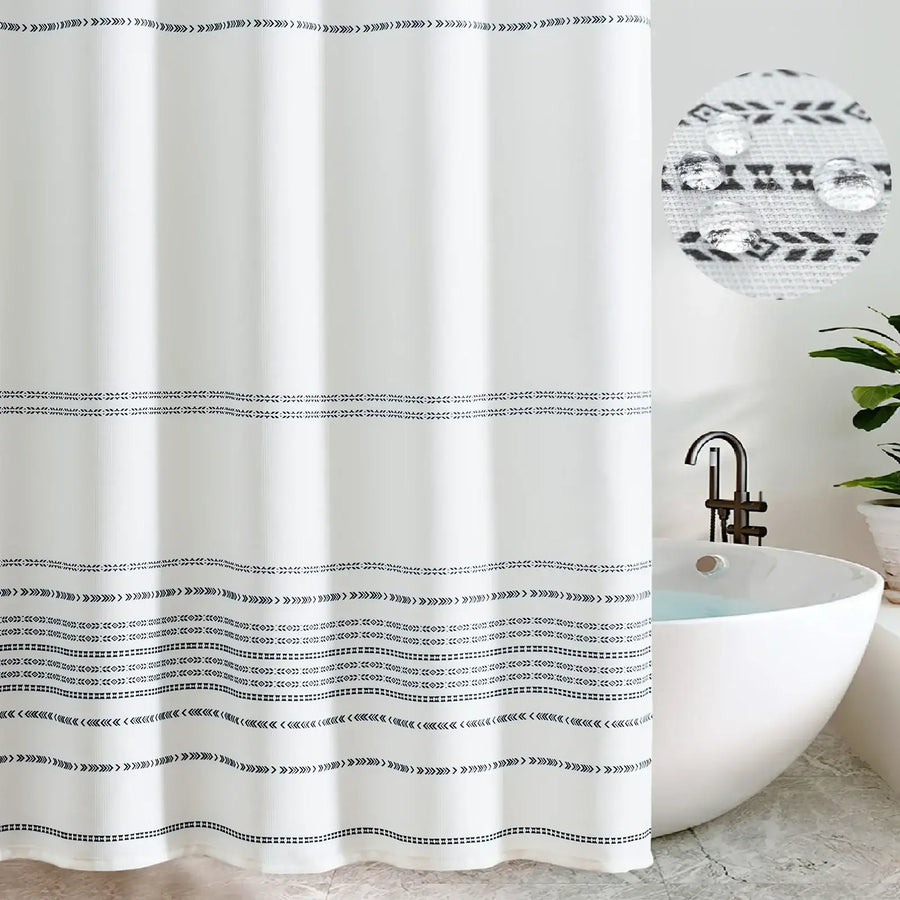 Boho Geometric Striped Shower Curtain - Jinchan Home