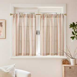 
                    
                      Colorful Striped Linen-Blend Kitchen Curtains - Jinchan Home
                    
                  