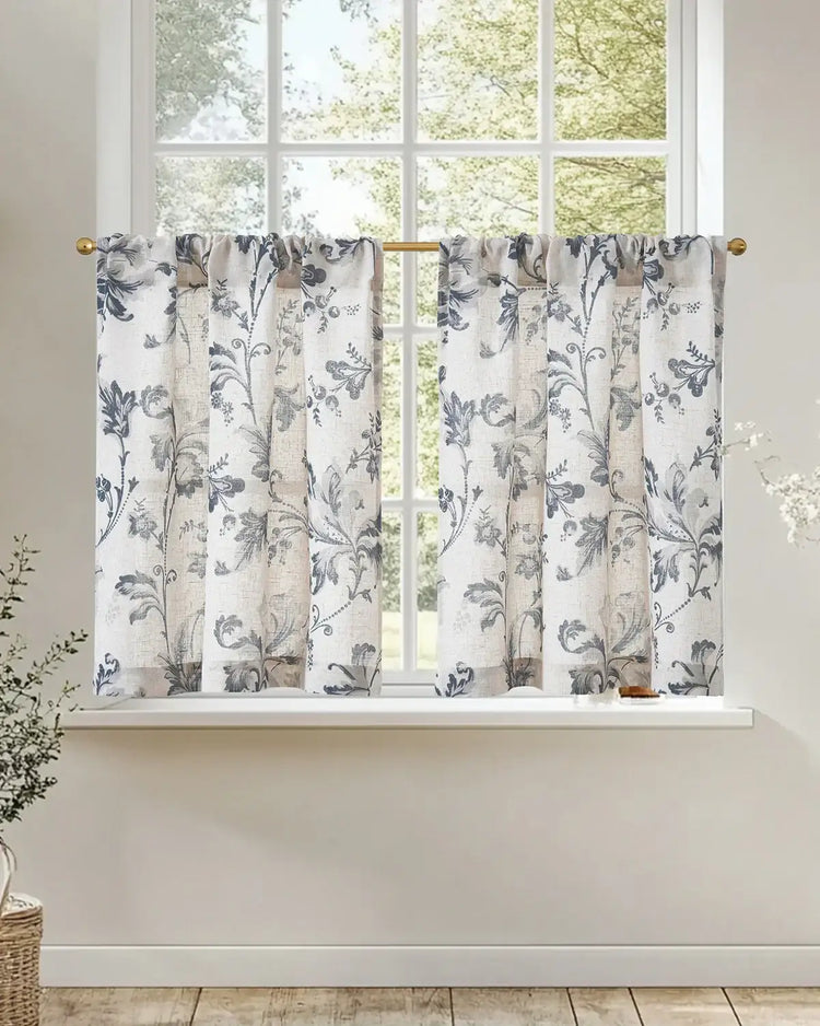 Vintage Baroque Floral Vine Kitchen Curtains - Jinchan Home