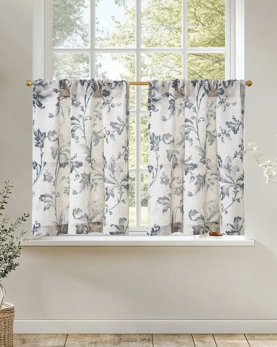 Vintage Baroque Floral Vine Kitchen Curtains - Jinchan Home