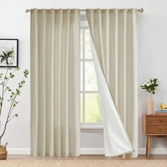 
                    
                      Solid Linen Blend Lined Curtains - Jinchan Home
                    
                  
