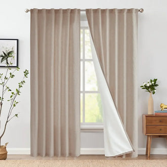 
                    
                      Solid Linen Blend Lined Curtains - Jinchan Home
                    
                  