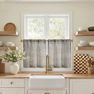 
                    
                      Colorful Striped Linen Kitchen Curtains - Jinchan Home
                    
                  