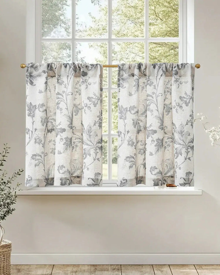 Vintage Baroque Floral Vine Kitchen Curtains - Jinchan Home