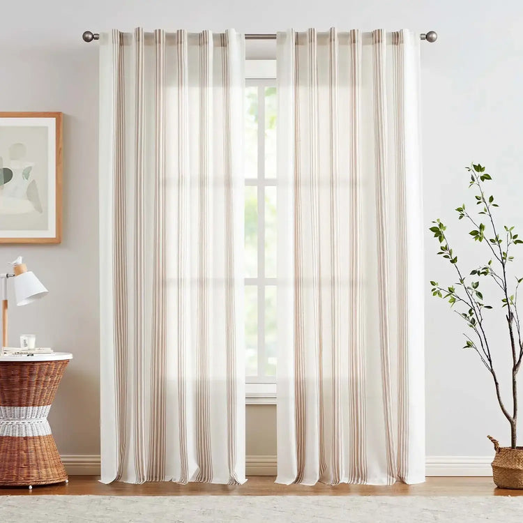 Ticking Stripe 3-in-1 Curtains - Jinchan Home