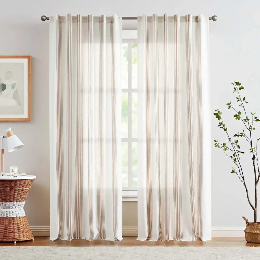 Ticking Stripe 3-in-1 Curtains - Jinchan Home