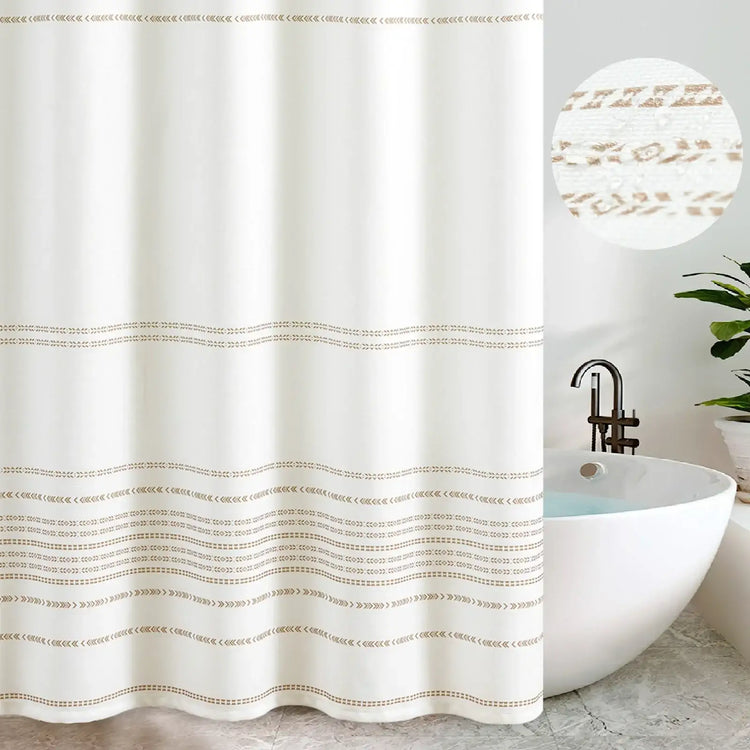 Boho Geometric Striped Shower Curtain - Jinchan Home