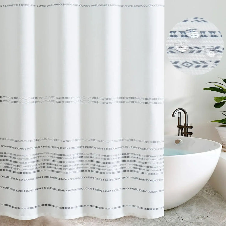 Boho Geometric Striped Shower Curtain - Jinchan Home