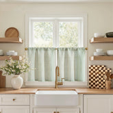 Colorful Striped Linen Kitchen Curtains - Jinchan Home