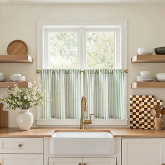 
                    
                      Colorful Striped Linen Kitchen Curtains - Jinchan Home
                    
                  