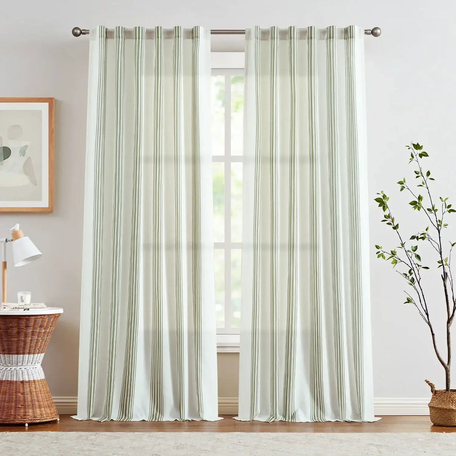 Ticking Stripe 3-in-1 Curtains - Jinchan Home