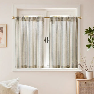 
                    
                      Colorful Striped Linen-Blend Kitchen Curtains - Jinchan Home
                    
                  
