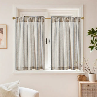 
                    
                      Colorful Striped Linen-Blend Kitchen Curtains - Jinchan Home
                    
                  