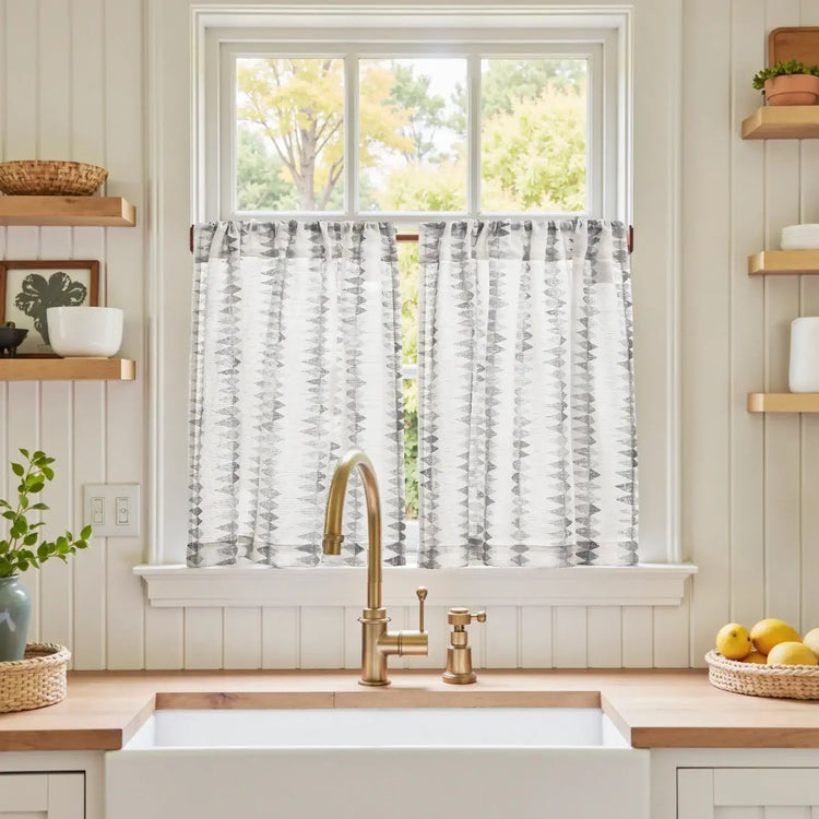 Geometric Triangle Kitchen Curtains - Jinchan Home
