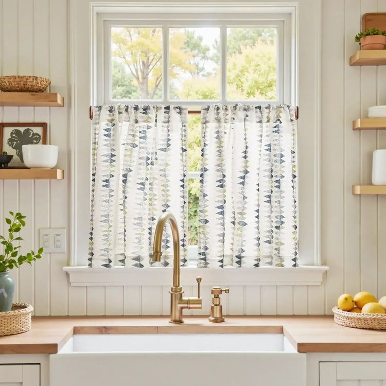 Geometric Triangle Kitchen Curtains - Jinchan Home