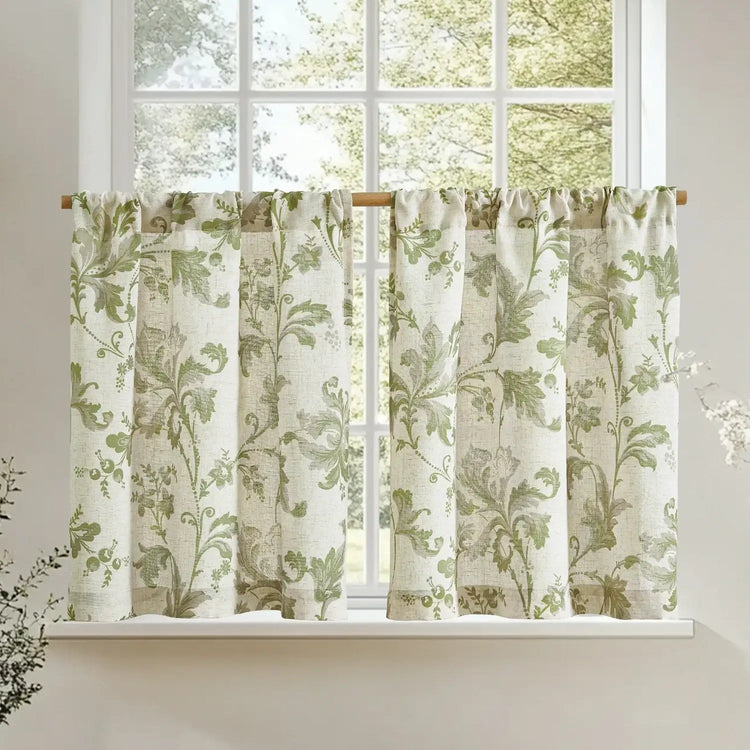 Vintage Baroque Floral Vine Kitchen Curtains - Jinchan Home