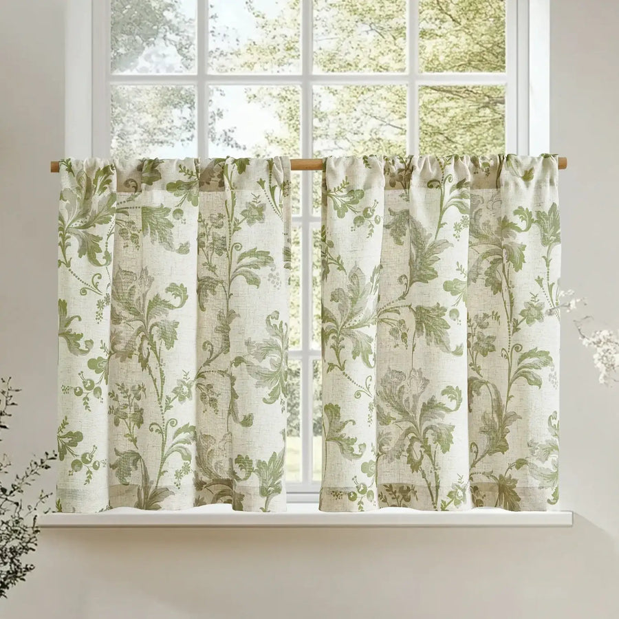 Vintage Baroque Floral Vine Kitchen Curtains - Jinchan Home