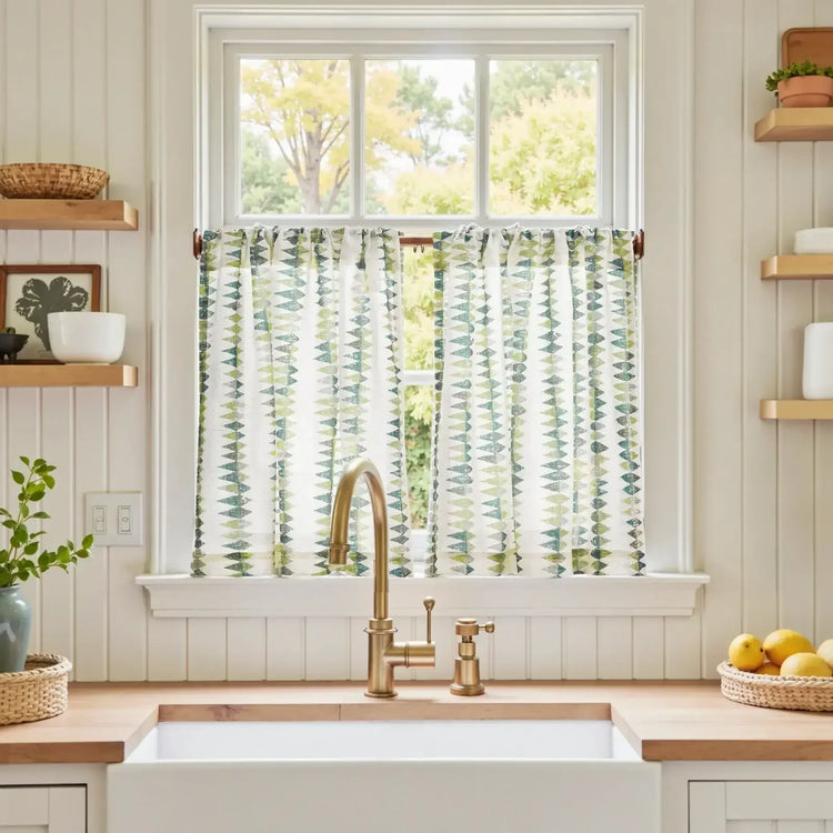 Geometric Triangle Kitchen Curtains - Jinchan Home