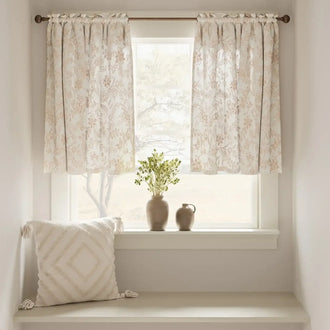 
                    
                      Vintage Scrollwork Floral Linen Kitchen Curtains - Jinchan Home
                    
                  