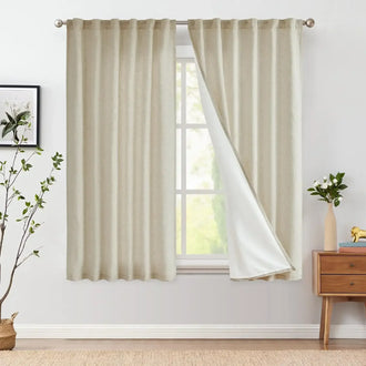 
                    
                      Solid Linen Blend Lined Curtains - Jinchan Home
                    
                  