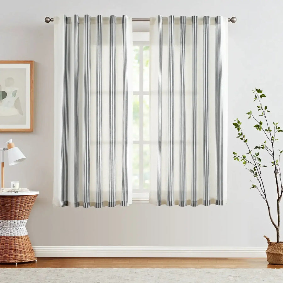 Ticking Stripe 3-in-1 Curtains - Jinchan Home