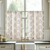 Cross-Weave Printed Kitchen Curtains - Jinchan Home