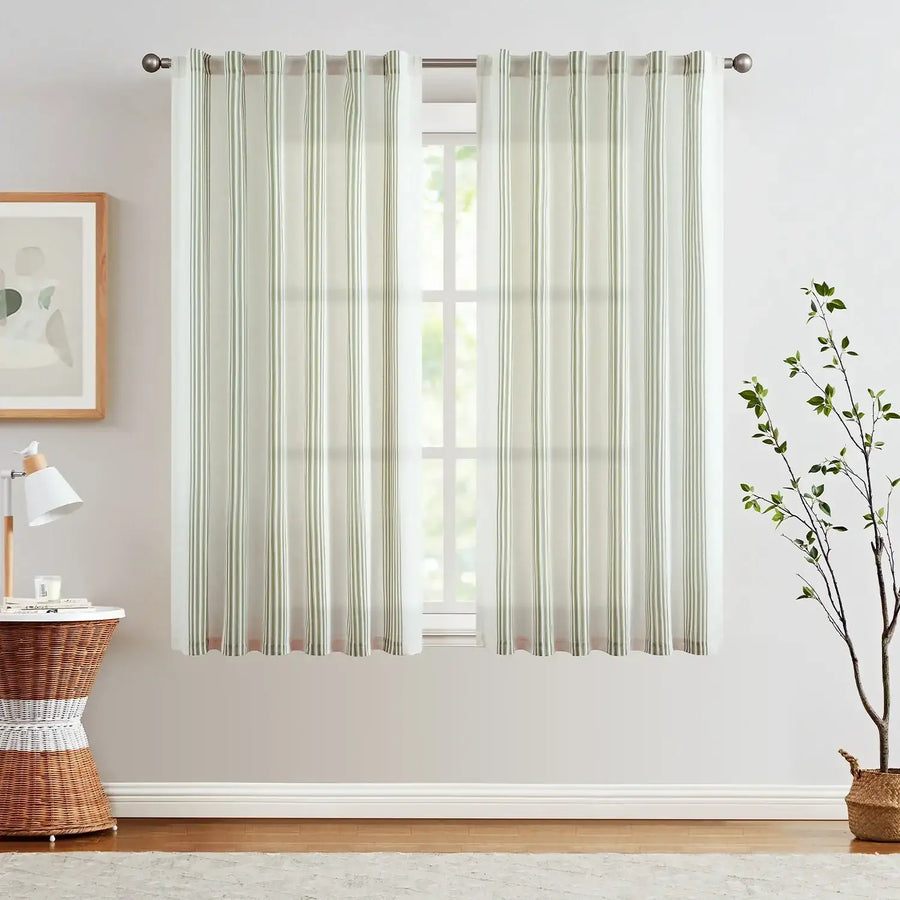 Ticking Stripe 3-in-1 Curtains - Jinchan Home