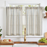Colorful Striped Linen-Blend Kitchen Curtains - Jinchan Home