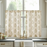 Cross-Weave Printed Kitchen Curtains - Jinchan Home
