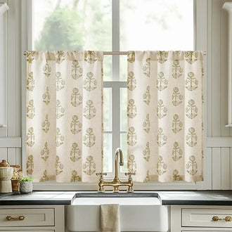 
                    
                      Cross-Weave Printed Kitchen Curtains - Jinchan Home
                    
                  