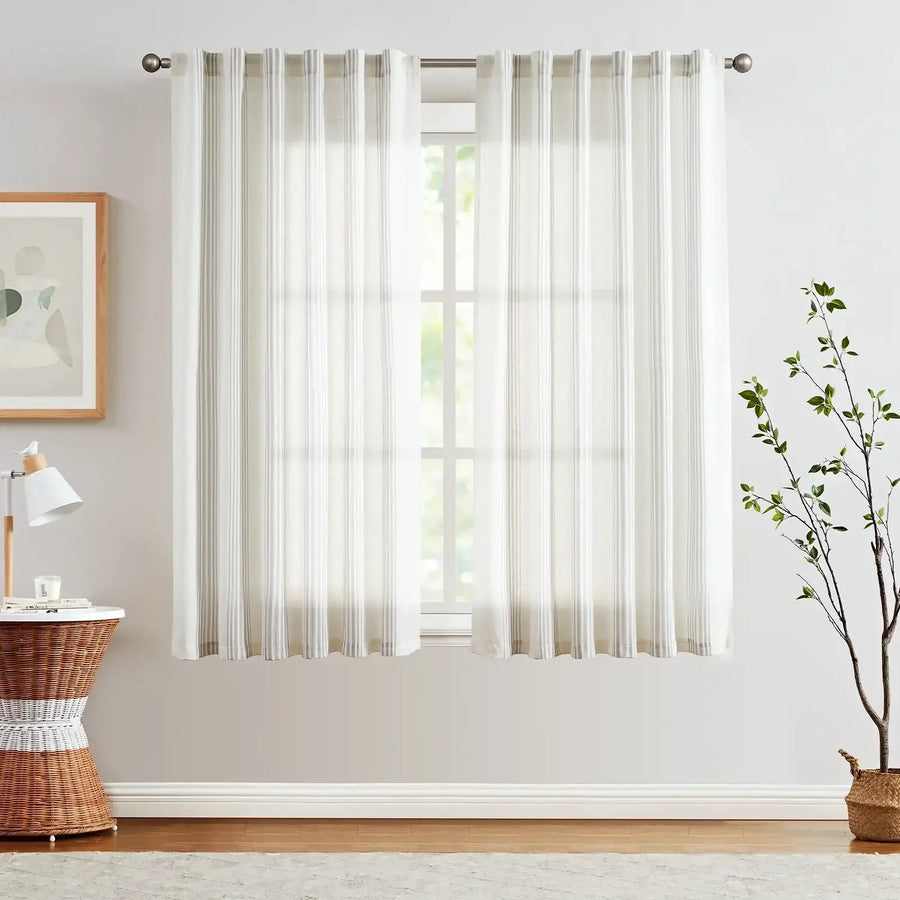 Ticking Stripe 3-in-1 Curtains - Jinchan Home