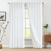 Solid Linen Blend Lined Curtains - Jinchan Home