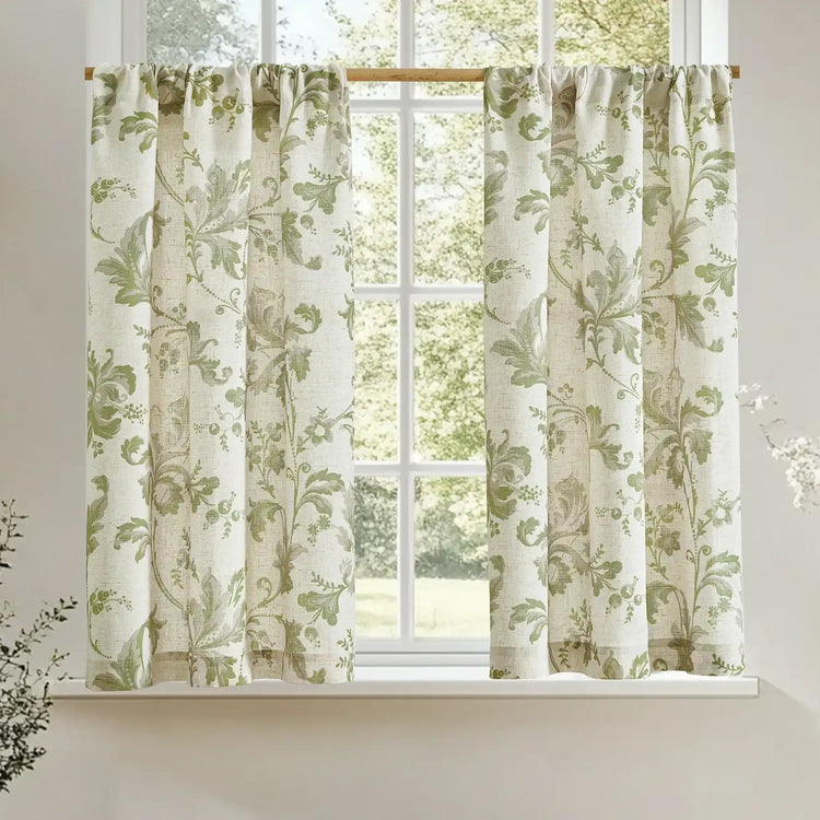 Vintage Baroque Floral Vine Kitchen Curtains - Jinchan Home