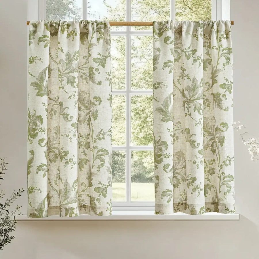 Vintage Baroque Floral Vine Kitchen Curtains - Jinchan Home