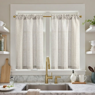 
                    
                      Colorful Striped Linen Wood Ear Edge Kitchen Curtains - Jinchan Home
                    
                  
