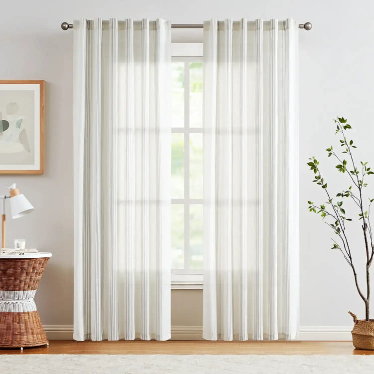 Ticking Stripe 3-in-1 Curtains - Jinchan Home