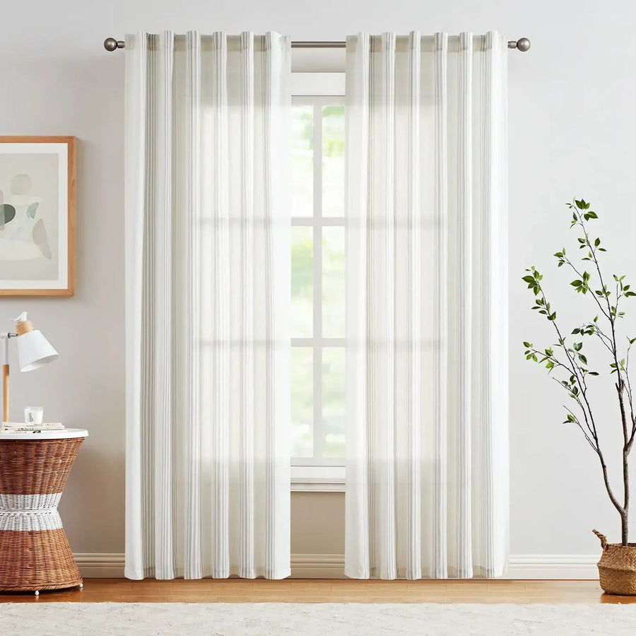 Ticking Stripe 3-in-1 Curtains - Jinchan Home