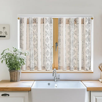 
                    
                      Boho Linen Back Tab Kitchen Curtains - Jinchan Home
                    
                  