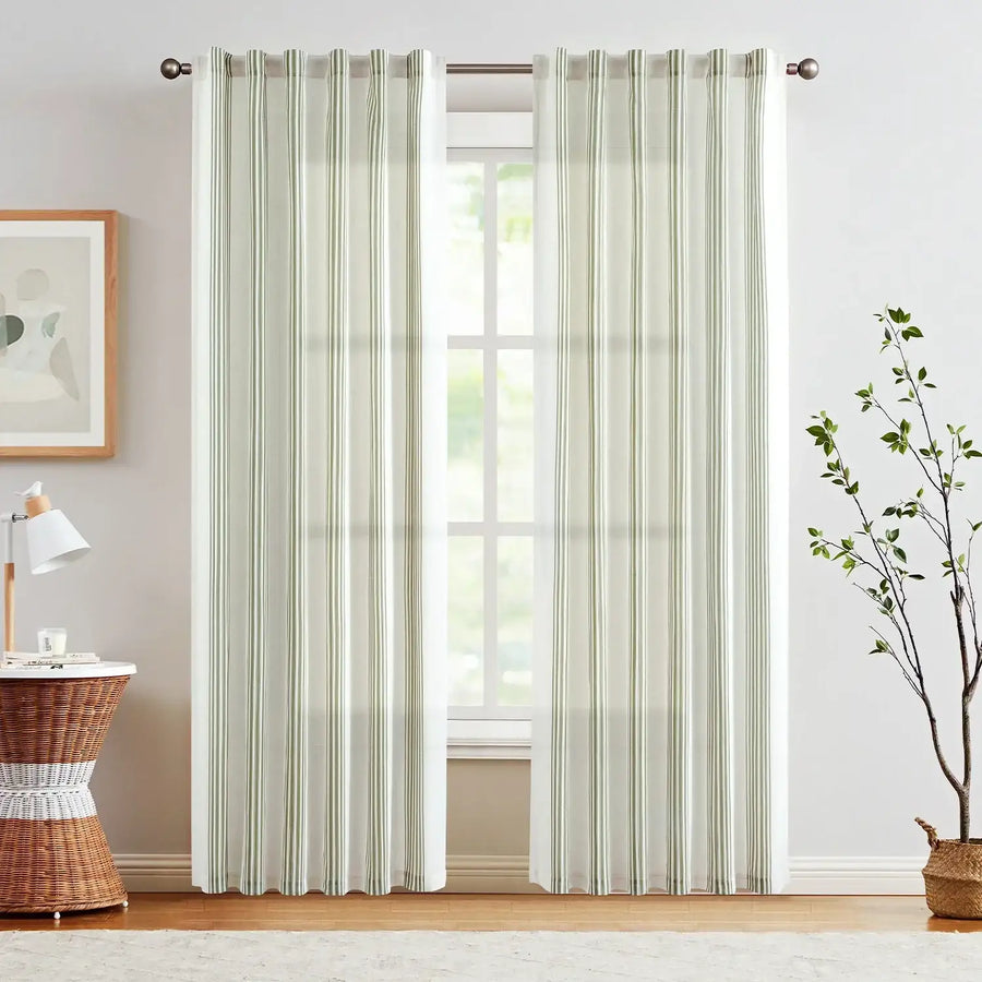 Ticking Stripe 3-in-1 Curtains - Jinchan Home