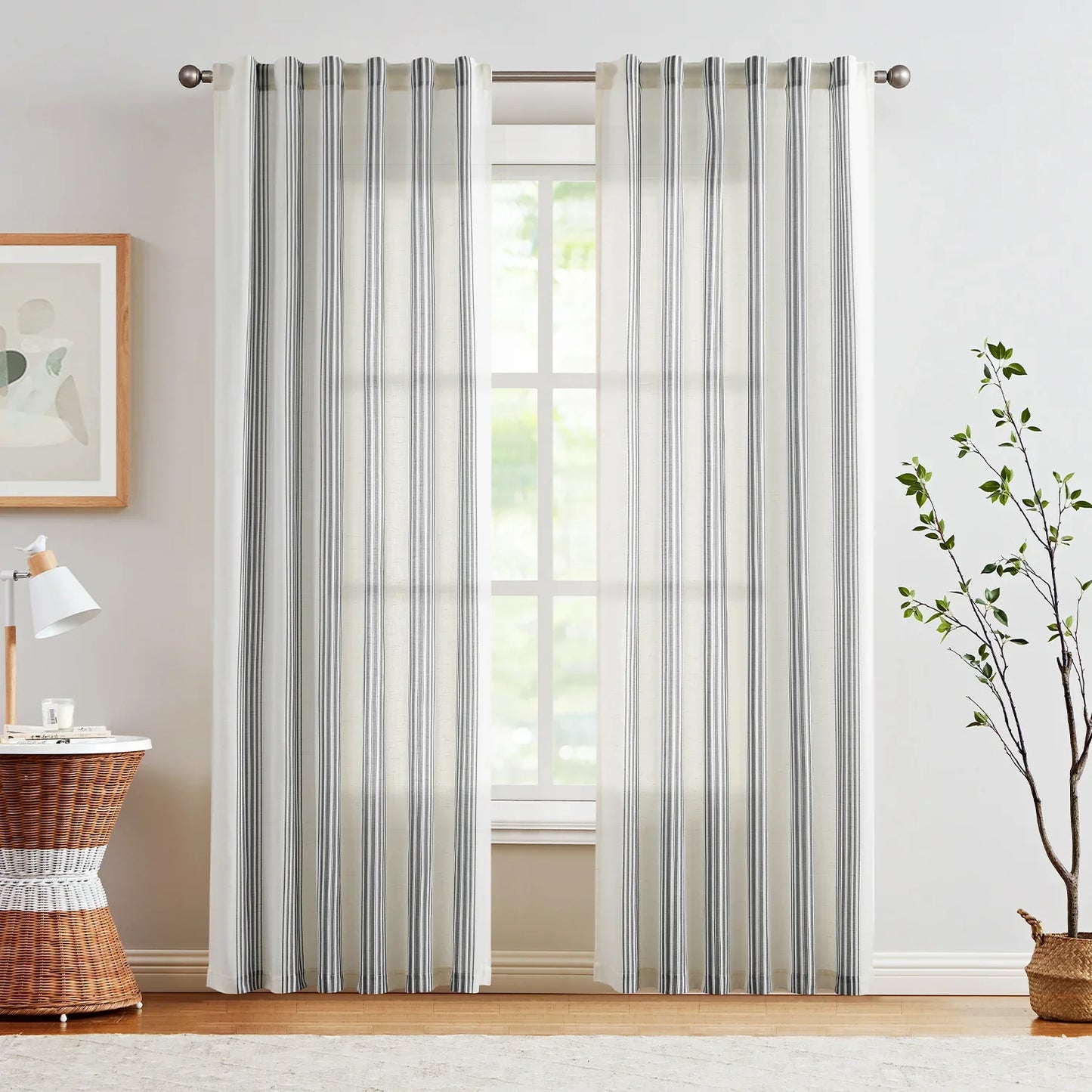 Ticking Stripe 3-in-1 Curtains - Jinchan Home