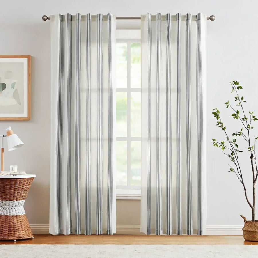 Ticking Stripe 3-in-1 Curtains - Jinchan Home