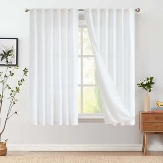 
                    
                      Solid Linen Blend Lined Curtains - Jinchan Home
                    
                  